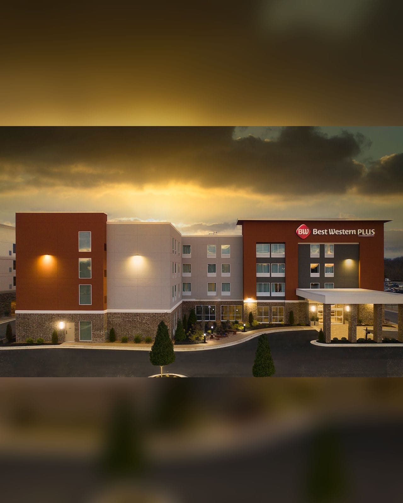 Best Western Plus Olive Branch under a golden sunset