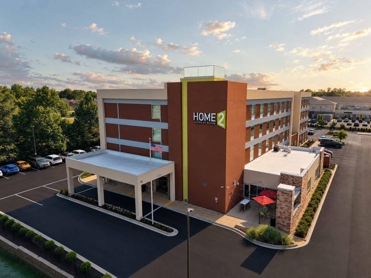 Home2 Suites Tupelo exterior at dusk
